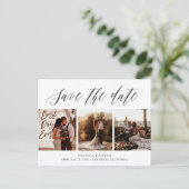 Carte postale d'annonce de date avec trois photos (Debout devant)