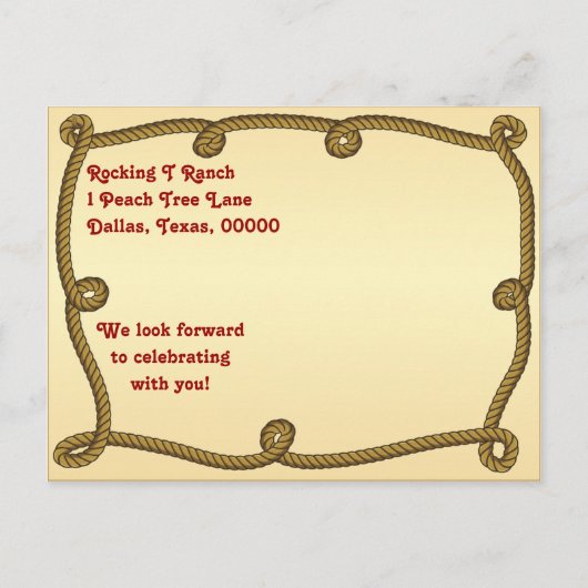 Carte postale d'annonce de date de mariage à corde (Dos)