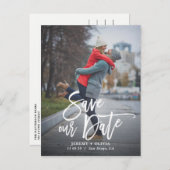 Carte postale d'annonce de date de Rustic Hand Let (Devant / Derrière)