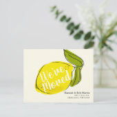 Carte postale d'annonce de déménagement au gros ci (Debout devant)