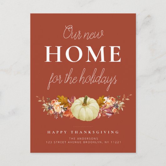 carte postale d'annonce de déménagement citrouille (Devant)