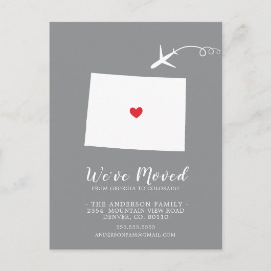 Carte postale d'annonce de déménagement COLORADO (Devant)