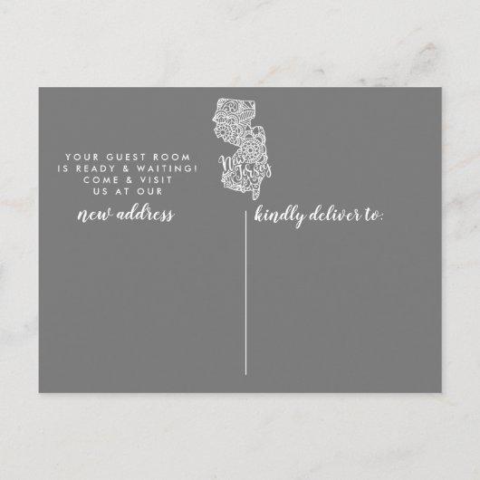 Carte postale d'annonce de déménagement dans l'Éta (Dos)