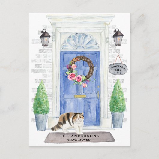 Carte postale d'annonce de déménagement de chat Ex (Devant)