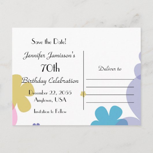 Carte postale d'annonce de fête d'anniversaire "Sa (Dos)