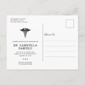 Carte postale d'annonce de fin d'études de médecin (Dos)
