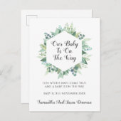 Carte postale d'annonce de grossesse Elegant Green (Devant / Derrière)