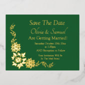 Carte postale d'annonce de mariage à feuille d'or (Recto)