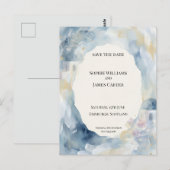 Carte postale d'annonce de mariage à l'aquarelle b (Devant / Derrière)