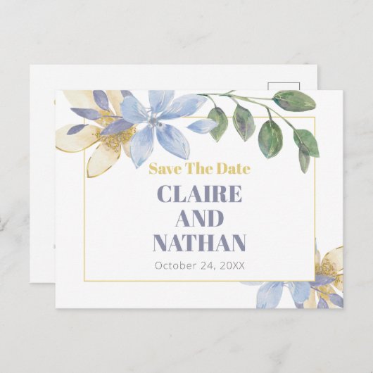 Carte postale d'annonce de mariage à l'aquarelle f (Devant / Derrière)