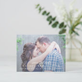 Carte postale d'annonce de mariage à rayures class (Debout devant)