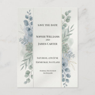 Carte postale d'annonce de mariage au eucalyptus b