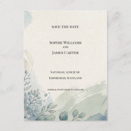 Carte postale d'annonce de mariage au eucalyptus g (Devant)