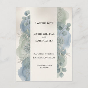 Carte postale d'annonce de mariage au eucalyptus g