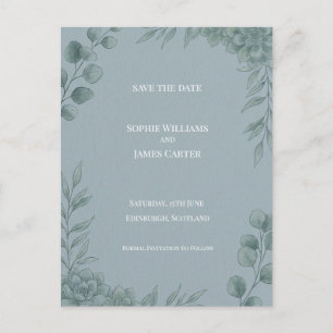 Carte postale d'annonce de mariage au eucalyptus g