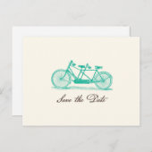 Carte postale d'annonce de mariage avec vélo tande (Devant / Derrière)