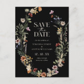 Carte postale d'annonce de mariage bohème noir (Devant)