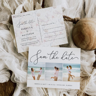 Carte postale d'annonce de mariage de plage