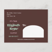 Carte postale d'annonce de mariage fuite en amoure (Dos)