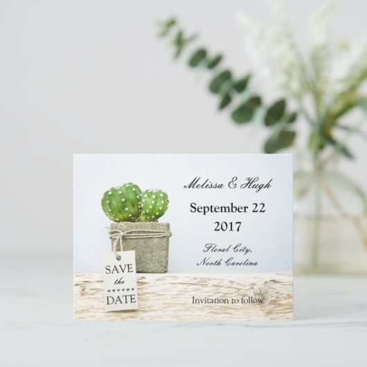 Carte postale d'annonce de mariage succulente (Debout devant)
