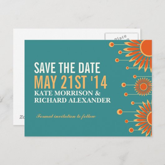 Carte postale d'annonce de mariage thème soleil d' (Devant / Derrière)