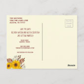 Carte postale d'annonce de mariage thème Tournesol (Dos)