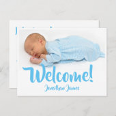 Carte postale d'annonce de naissance Baby Blue (Devant / Derrière)