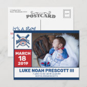 Carte postale d'annonce de naissance de baseball a (Devant / Derrière)