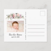 Carte postale d'annonce de naissance de bébé avec (Dos)