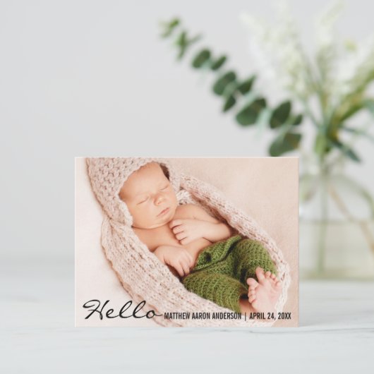 Carte postale d'annonce de naissance de bébé avec  (Debout devant)