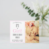 Carte postale d'annonce de naissance de fille phot (Debout devant)