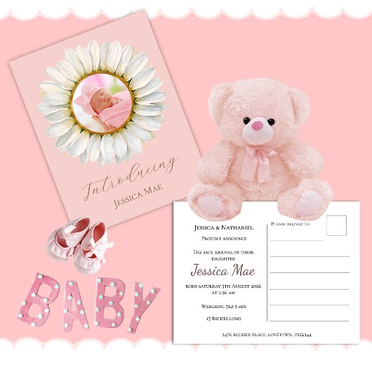 Carte postale d'annonce de naissance Fleur de marg
