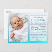 Carte postale d'annonce de nouveau-né garçon (Devant / Derrière)