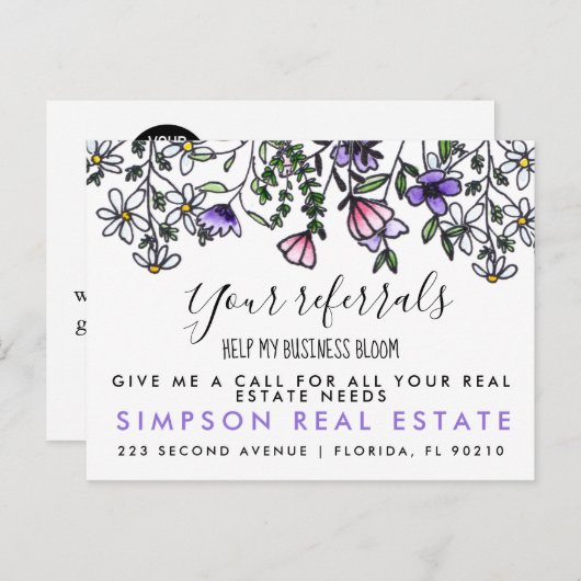 carte postale d'annonce de recommandations immobil (Devant / Derrière)