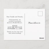 Carte postale d'annonce de report de la fête de ma (Dos)