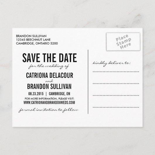 Carte postale d'annonce de sauvegarde de date de s (Dos)