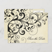 Carte postale d'annonce de sauvegarde de date élég (Devant / Derrière)