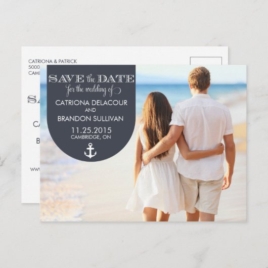 CARTE POSTALE D'ANNONCE DE SAUVEGARDE DE DATE THÈM (Devant / Derrière)