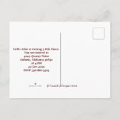 Carte postale d'annonce d'invitation à une fête de (Dos)