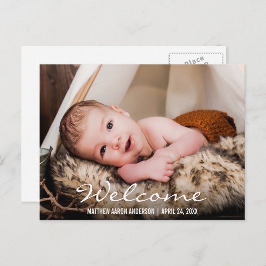 Carte postale d'annonce photo de bienvenue nouveau (Devant / Derrière)