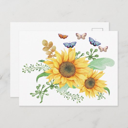 Carte postale d'annonce tournesol (Devant / Derrière)