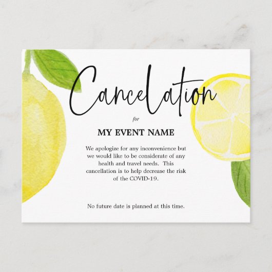 Carte postale d'annulation COVID-19 (Devant)