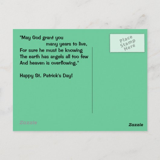 CARTE POSTALE Danny Boy St. Patrick's Day Greeting (Dos)