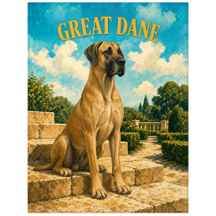 Carte Postale Danois, Art de chien à l'aquarelle vintage
