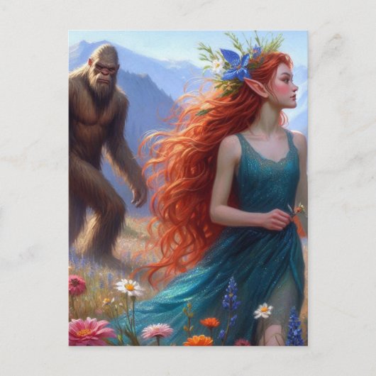 Carte Postale Dans la prairie avec Sasquatch (Devant)