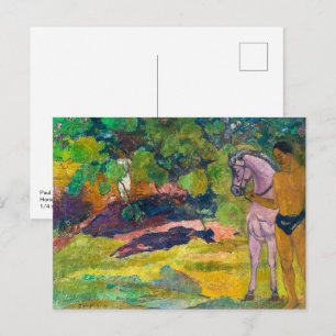 Carte Postale Dans la Vanilleraie, Homme et Cheval Gauguin