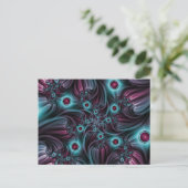Carte Postale Dans l'abstrait fractal bleu profond rose (Debout devant)