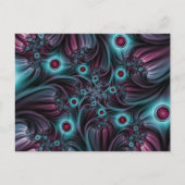 Carte Postale Dans l'abstrait fractal bleu profond rose (Devant)