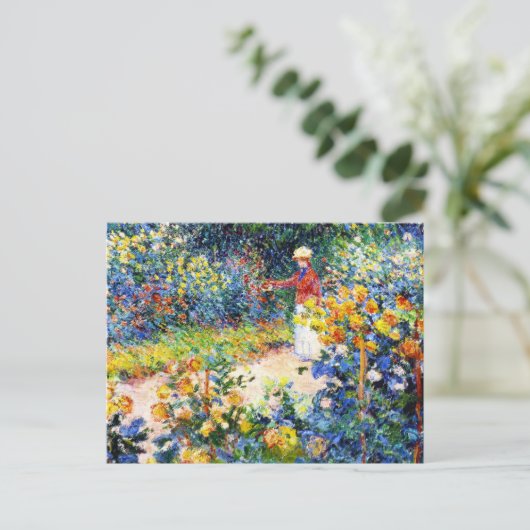 Carte Postale Dans le jardin Claude Monet femme peinture (Debout devant)