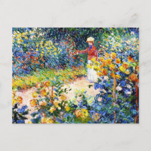 Carte Postale Dans le jardin Claude Monet femme peinture